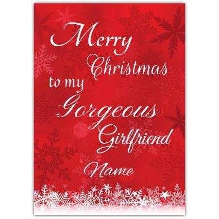Merry Christmas to My Gorgeous Girlfriend Personalised Red Snowflake Card