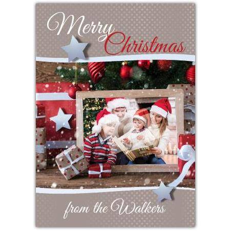 Personalised Family Christmas Card with Festive Photo and Seasonal Greetings
