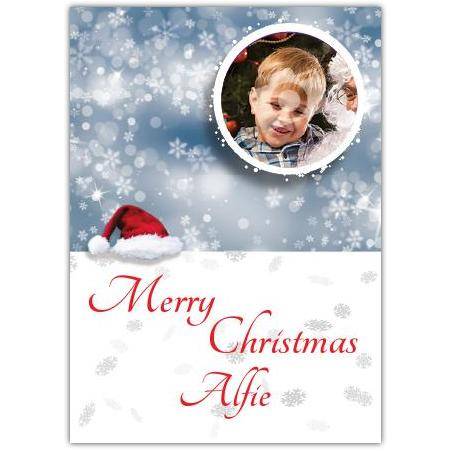 Personalised Merry Christmas Bauble Photo Card Snowflake Design