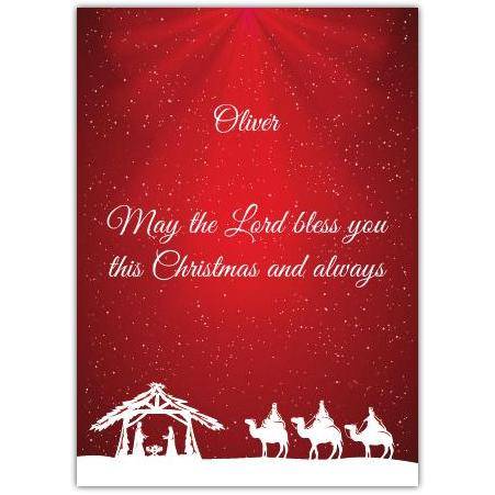 Personalised Three Wise Men Christmas Card with Lord Blessings and Nativity Scene