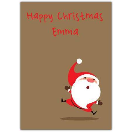 Personalised Happy Christmas Santa Claus Card with Custom Name on Cover