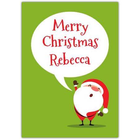 Personalised Merry Christmas Card from Santa with Custom Name on Green Background