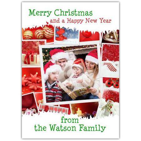 Personalised Family Photo Christmas Card with Merry Christmas and Happy New Year Greeting