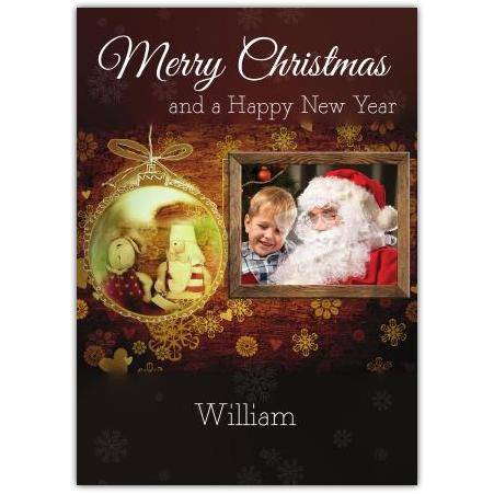 Personalised Merry Christmas Photo Frame Card with Santa and New Year Wishes
