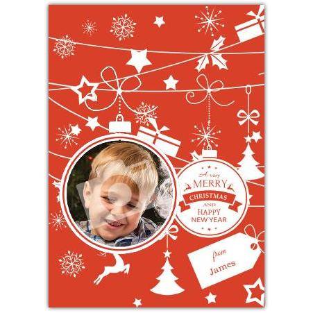 Personalised Merry Christmas Ornaments Photo Card with Happy New Year Greeting