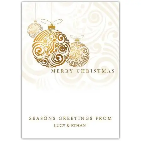 Elegant Gold Bauble Personalised Christmas Greeting Card Season's Greetings