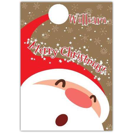 Personalised Merry Christmas Card with Cartoon Santa Design for Kids and Adults