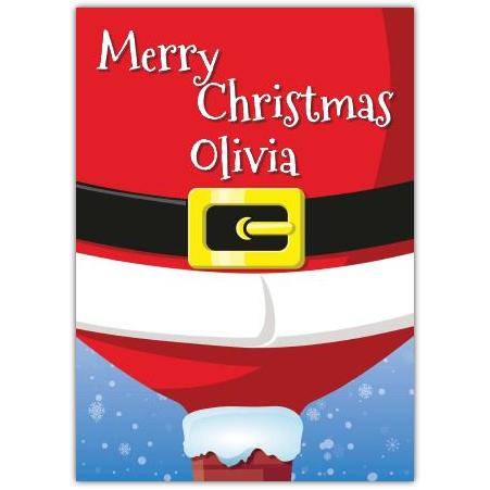 Personalised Santa Claus Suit Christmas Card with Name Customisation