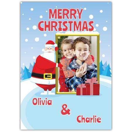 Personalised Santa Merry Christmas Photo Card for Kids with Gifts Design