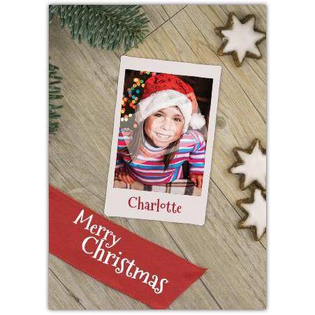 Personalised Merry Christmas Card with Photo and Star Cookies Design