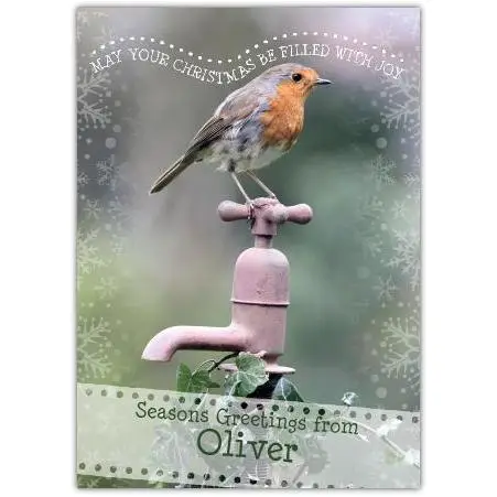 Personalised Robin Christmas Card May Your Christmas Be Filled With Joy Seasons Greetings