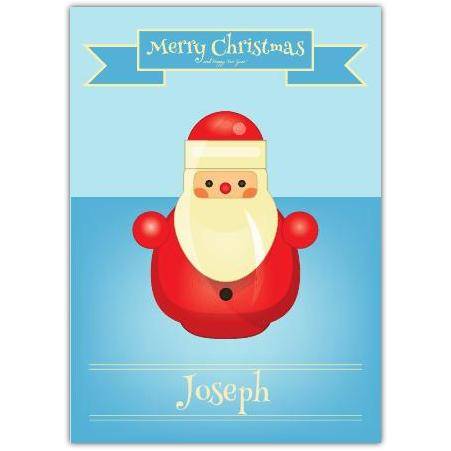 Personalised Wooden Toy Santa Christmas Card with Custom Name Option