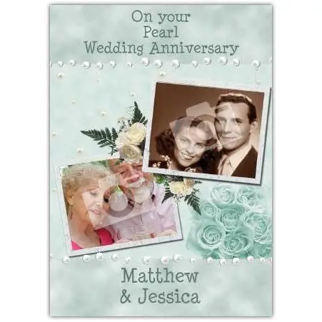 Personalised Pearl 30th Wedding Anniversary Card for Couple with Photo and Names Option