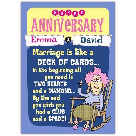 Happy Anniversary Aunty Acid Humorous Deck of Cards Marriage Card Personalized Cover
