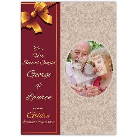 Personalised Golden 50th Wedding Anniversary Card for Very Special Couple with Photo Option