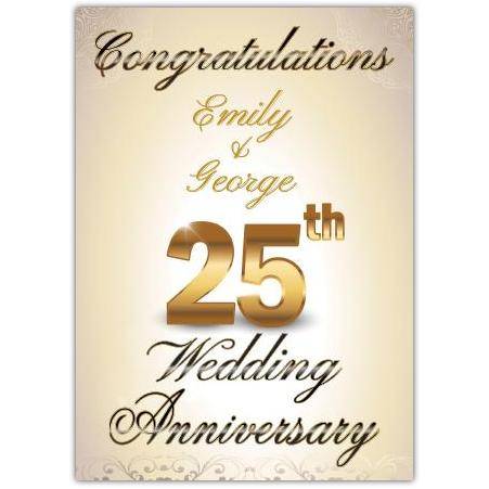 Personalised 25th Wedding Anniversary Congratulations Card for Emily and George