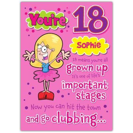 Personalised 18th Birthday Card Youre 18 Go Clubbing Funny Milestone Card