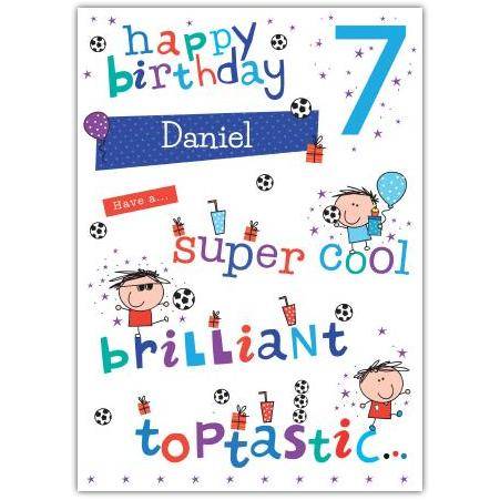 Personalised Happy 7th Birthday Card for Boys with Super Cool Sports Design