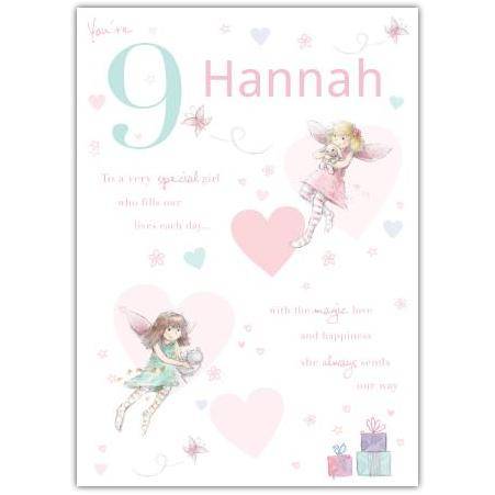 Personalised Happy 9th Birthday Card for Girls with Fairy Design and Name Option