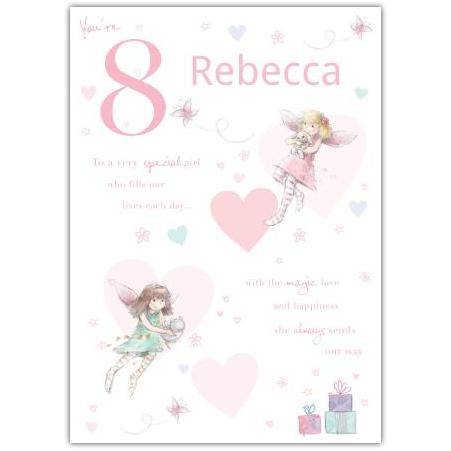 Personalised 8th Birthday Card for Girls with Special Fairy Design and Name Customisation