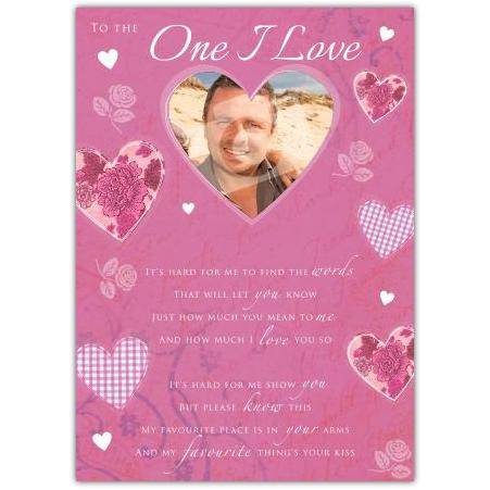 Photo Hearts To The One I Love Romantic Personalised Greeting Card