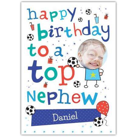 Personalised Happy Birthday Card for Top Nephew with Photo and Name Option
