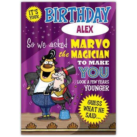 Personalised Marvo The Magician Funny Birthday Card for Him or Her