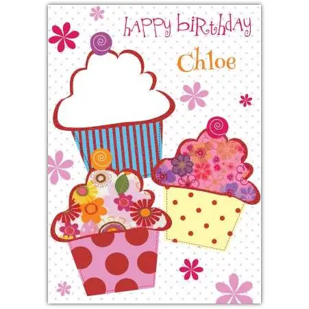Personalised Happy Birthday Cupcake Card for Girls with Name Option