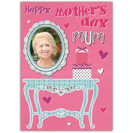 Personalised Happy Mothers Day Card with Photo and Dresser Design for Mum