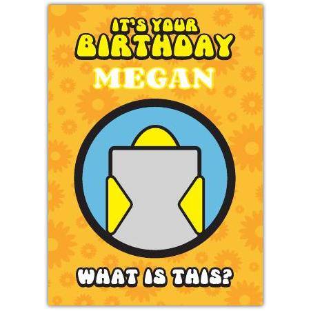 Personalised Canary Puzzle Birthday Card with Custom Name on Yellow Floral Background