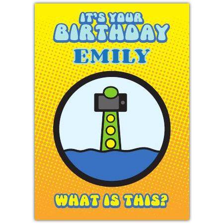 Personalised Bright Fun Birthday Card With Lighthouse Puzzle Design