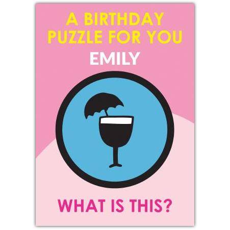 Personalised Birthday Puzzle Card with Umbrella and Glass Design for Her