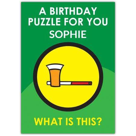 Personalised Birthday Puzzle Card with Lager Glass Illustration