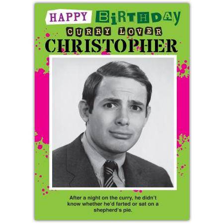 Personalised Funny Curry Lover Birthday Card with Humorous Retro Photo and Name Options