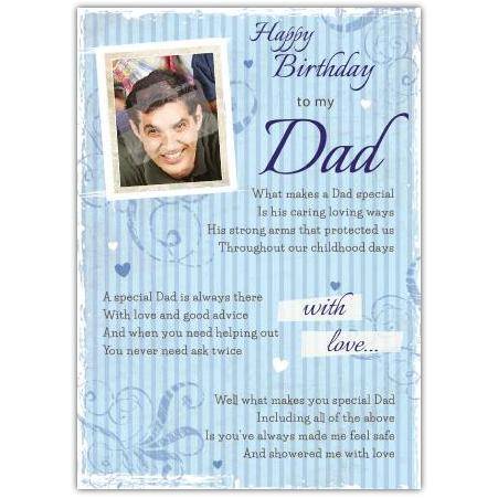 Personalised Special Dad Birthday Card with Photo and Loving Message