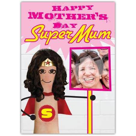 Personalised Super Mum Mother's Day Card with Photo Insert and Comic Superhero Design