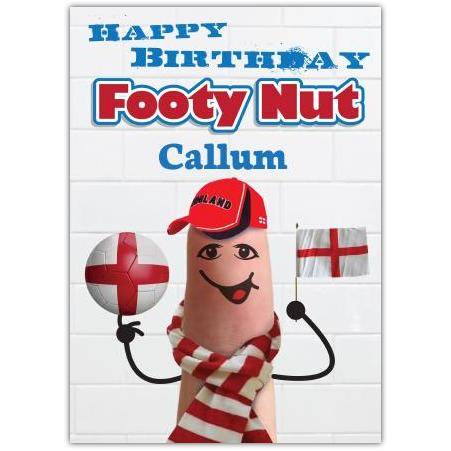 Personalised England Football Fan Happy Birthday Card for Footy Nut Fans
