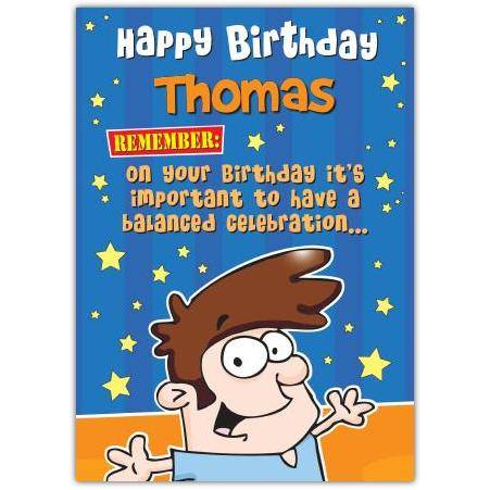 Personalised Humorous Birthday Card Balanced Celebration with Name Option