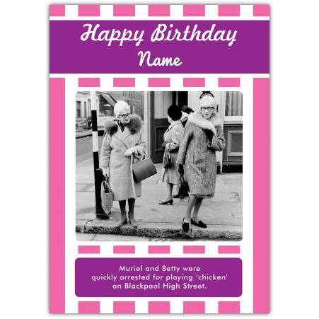 Personalised Humorous Playing Chicken Birthday Card with Vintage Photo Design