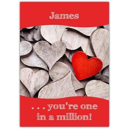 Personalised You're One In A Million Love Heart Greeting Card for Any Occasion