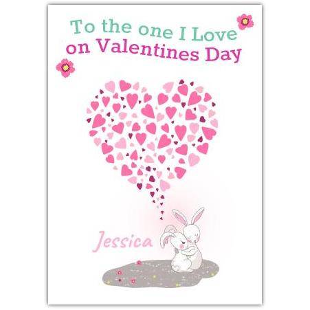 Personalised To The One I Love Valentine’s Day Card with Cute Bunny Heart Design