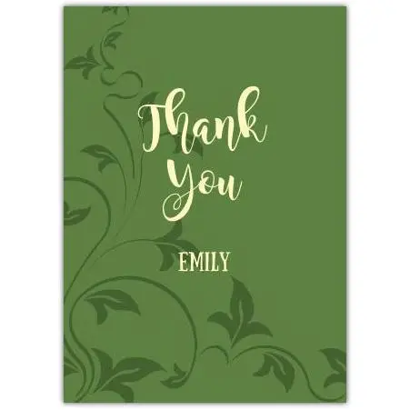 Personalised Thank You Card Green Leaves Design Suitable for Any Occasion
