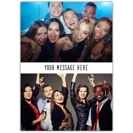 Personalised Two Photos Party Celebration Photo Upload Card with Custom Message