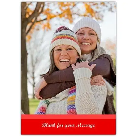 Personalised Photo Greeting Card with Red Message Block for Any Occasion