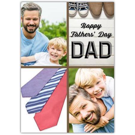 Personalised Fathers Day Card with Two Photos Ties and Shoes Design