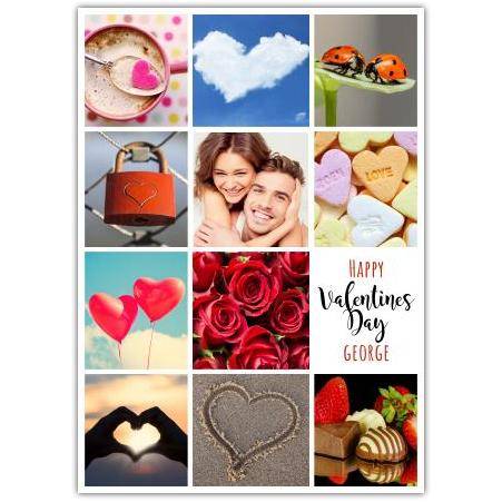 Personalised Valentines Day Photo Collage Card with Romantic Love Images and Custom Name