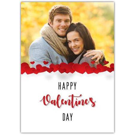 Personalised Photo Valentine's Day Card with Red Hearts Design Half Page Cover
