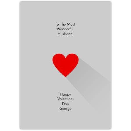 To The Most Wonderful Husband Personalised Valentines Day Card Grey Heart Design