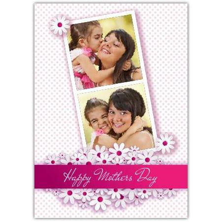 Personalised Two Photo Polaroid Style Mothers Day Card with Floral Design