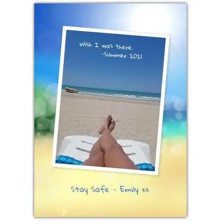 Stay Safe Beach Holiday Greeting Card Personalised Summer Vacation Message
